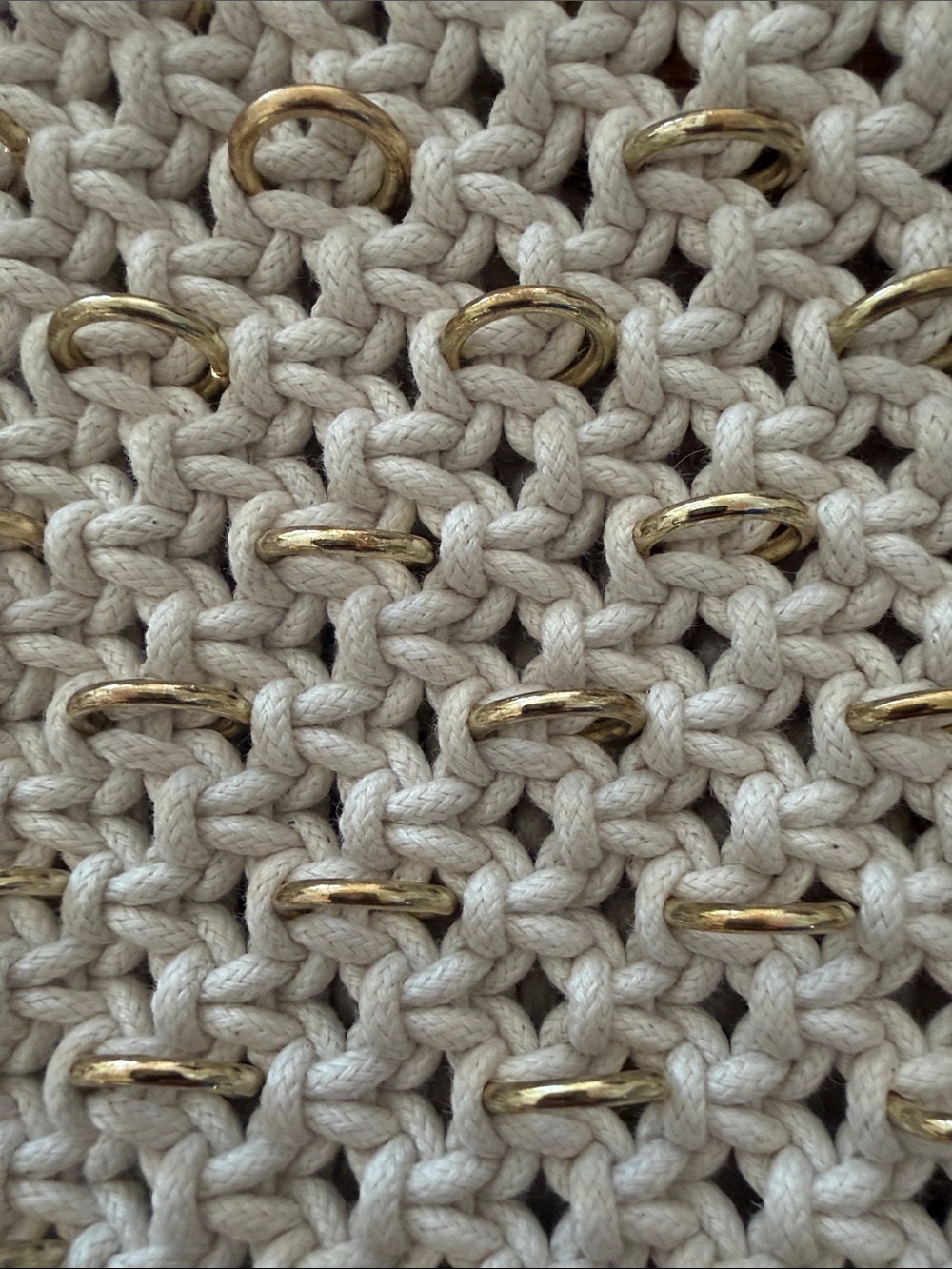 Clare V Cleore Bag in Cotton Cording w/ Gold Rings Snake Chain Crossbody Strap - Picture 5 of 14